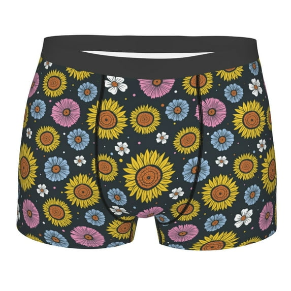 KLL Colorful Sunflowers Men's Cotton Boxer Briefs Underwear-