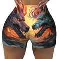 thumbnail image 1 of KLL Colorful Wave Dragon Head Pattern Workout Shorts for Women Scrunch Short Gym Yoga Running Sport Active Exercise Fitness Shorts, 1 of 5