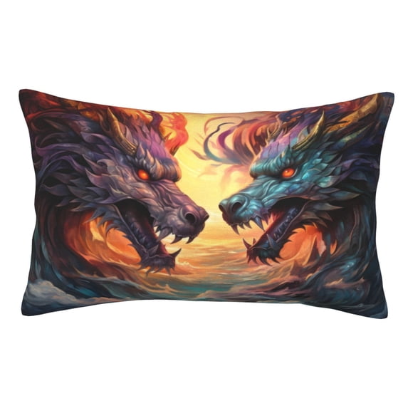 KLL Colorful Wave Dragon Head Pillow Covers Envelope Closure,Super Soft and Cozy Fuzzy Fleece Pillow Case Cover (No pillow core） 16"x24"