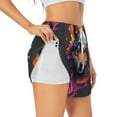 thumbnail image 1 of KLL Colorful Wolf Head Pattern Shorts Women,Athletic Shorts High Waisted Running Shorts Pocket Sporty Short Gym Elastic Workout Shorts-Large, 1 of 7