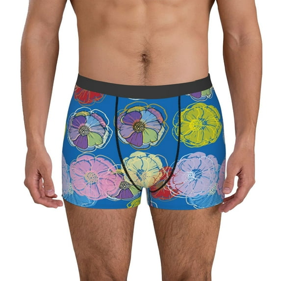 KLL Colorful floral Men's Cotton Boxer Briefs Underwear-Small