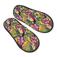 thumbnail image 1 of KLL Colrful Tropical Leaves Slippers for Women Men House Slip on Indoor Outdoor Bedroom Furry Fleece Lined Ladies Comfy Anti-Skid Rubber Hard Sole-Large, 1 of 8
