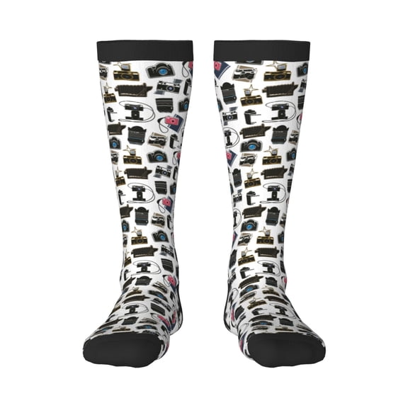 KLL Cool Camera Print Cool Socks Men's Women's Crew Socks Funny Crazy Novelty Stockings