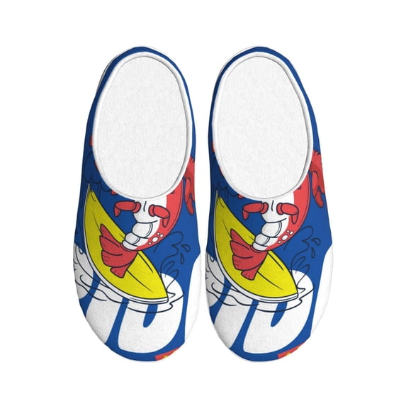 KLL Cool Lobster Surfing Pattern Adult Unisex Cozy Slippers,Fuzzy Slip-on Slippers TPR Sole Slippers Comfort Plush Home Footwear for Indoor & Outdoor-8