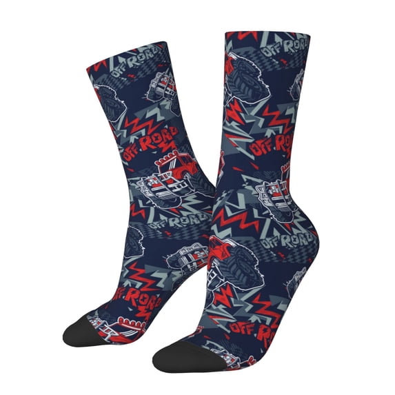 KLL Cool Red Off-Road Vehicle Print Cool Socks Men's Women's Crew Socks Funny Crazy Novelty Stockings