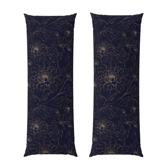 KLL Copper-Gold Gloss Outline Chrysanthemum Pattern Long Body Pillow Cover,20x60 Body Pillow Cases,Soft Brushed Microfiber Invisible Zipper Design-Pillow core not included