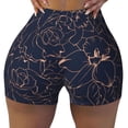 thumbnail image 1 of KLL Copper-Gold Gloss Outline Flower Pattern Workout Shorts for Women Scrunch Short Gym Yoga Running Sport Active Exercise Fitness Shorts, 1 of 5