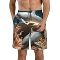 thumbnail image 1 of KLL Coral Fish Dolphin Men's Casual Summer Beach Shorts Hawaiian Shorts with Pockets-Small, 1 of 5