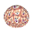 thumbnail image 1 of KLL Corgi Head with Floal Pattern Shower Cap & Bath Cap for Women,Reversible Oversized Waterproof Shower Caps for all Hair Lengths,Elastic Reusable Bathing Hair Cap, 1 of 7