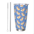 thumbnail image 1 of KLL Corgi Print 40oz Stainless Steel Insulated Car Cup with Spillproof Lid - Keep Your Drink Hot or Cold on the Go-Straw Two-piece Set, 1 of 8