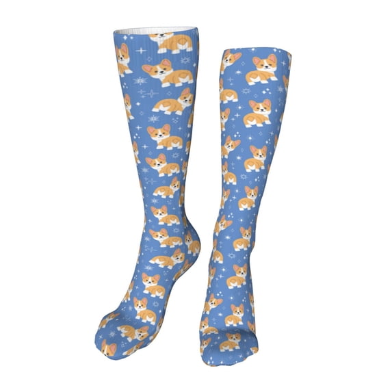 KLL Corgi Print Cool Socks Men's Women's Crew Socks Funny Crazy Novelty Stockings