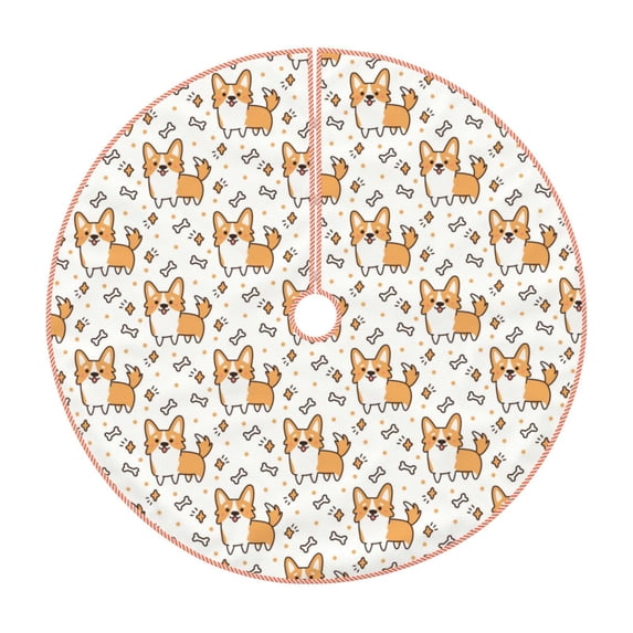 KLL Corgi with Hearts Christmas Tree Skirt 48" ,Party Decorations Farmhouse for Christmas Decorations Holiday Party