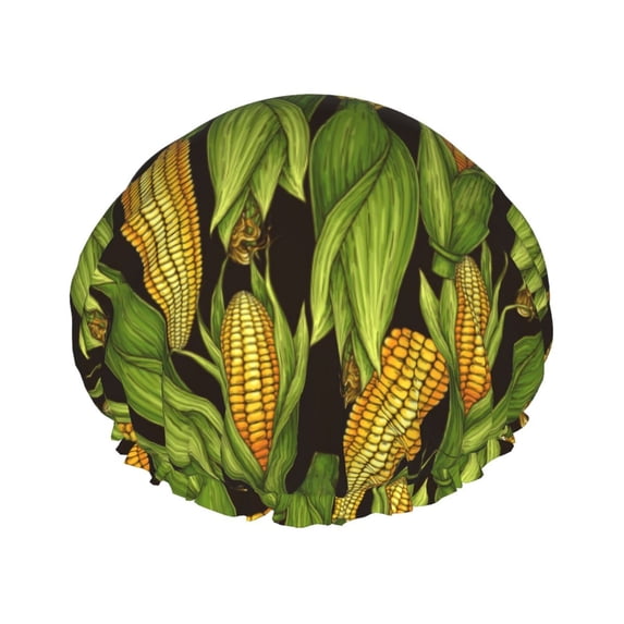 KLL Corn 2 Pattern Shower Cap & Bath Cap for Women,Reversible Oversized Waterproof Shower Caps for all Hair Lengths,Elastic Reusable Bathing Hair Cap