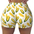 thumbnail image 1 of KLL Corn On The Cob Pattern Workout Shorts for Women Scrunch Short Gym Yoga Running Sport Active Exercise Fitness Shorts, 1 of 5