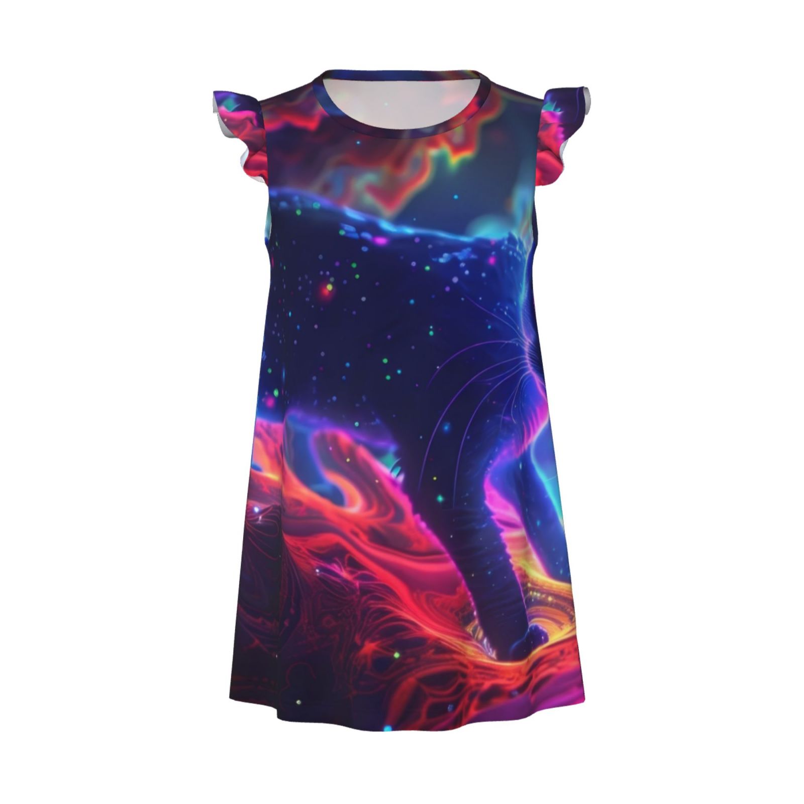 KLL Cosmic Cat Psychedelic Journey Print Girls Nightgowns Pajamas for ...
