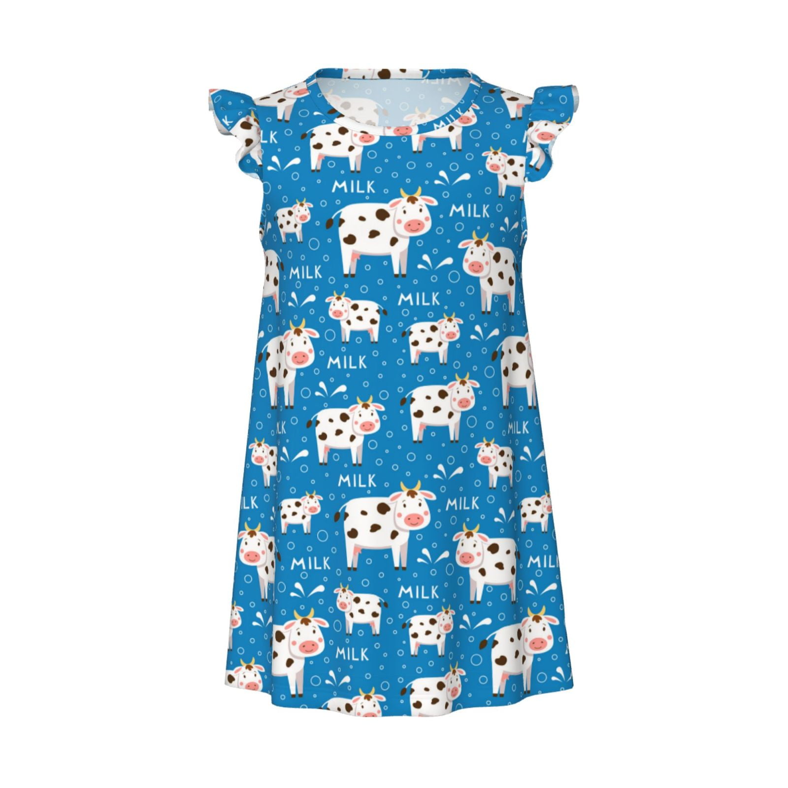 KLL Cows Milk Print Girls Nightgowns Pajamas for Girl Sleepwear Toddler