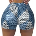 thumbnail image 1 of KLL Cozy Knitted Blue Chevron Pattern Workout Shorts for Women Scrunch Short Gym Yoga Running Sport Active Exercise Fitness Shorts, 1 of 5