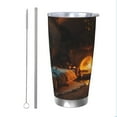 thumbnail image 1 of KLL Cozy Tree Hole Cabin Print 40oz Stainless Steel Insulated Car Cup with Spillproof Lid - Keep Your Drink Hot or Cold on the Go-Straw Two-piece Set, 1 of 8