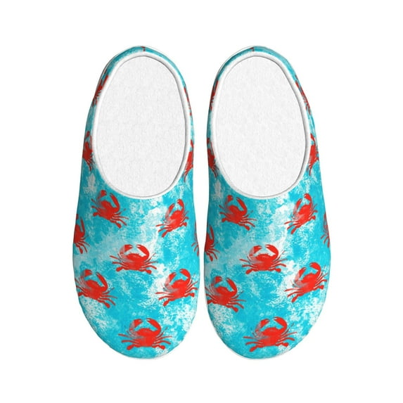KLL Crab Swims In The Ocean Pattern Adult Unisex Cozy Slippers,Fuzzy Slip-on Slippers TPR Sole Slippers Comfort Plush Home Footwear for Indoor & Outdoor-8