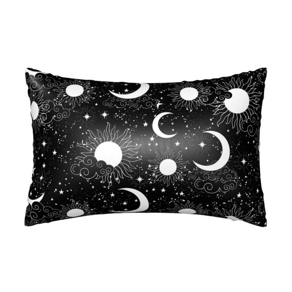 KLL Crescent and Stars Pattern Silk Pillowcase for Hair and Skin Standard Size 20"X 30" Soft Breathable Pillow Covers for Sleeping