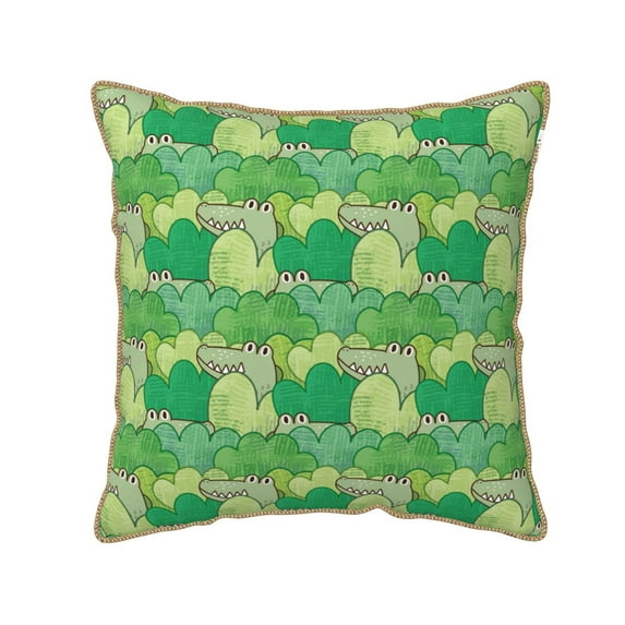 KLL Crocodile And Bush Decorative Throw Pillow Covers Velvet Soft for Couch Sofa Bedroom Living Room Outdoor (No pillow core)- 16"x16"