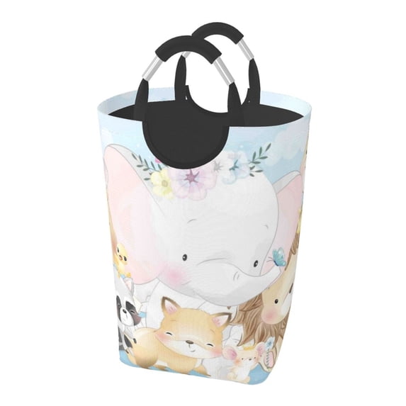 KLL Cute Animals Laundry Hamper,Large Canvas Fabric Lightweight Storage Basket Toy Organizer Dirty Clothes Collapsible Waterproof