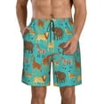 thumbnail image 1 of KLL Cute Animals Men's Casual Summer Beach Shorts Hawaiian Shorts with Pockets-Small, 1 of 5