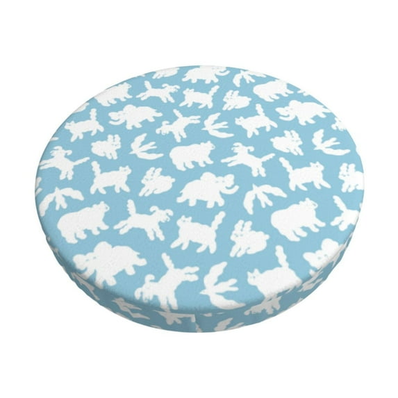 KLL Cute Animals Round Bar Chair Cushion Cover 14 inch ,Bar Stool Protector with Elastic, Soft Washable