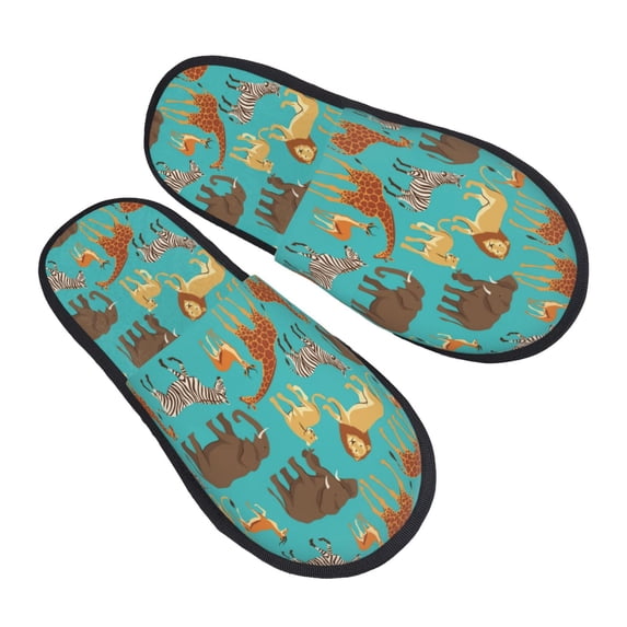 KLL Cute Animals Slippers for Women Men House Slip on Indoor Outdoor Bedroom Furry Fleece Lined Ladies Comfy Anti-Skid Rubber Hard Sole-Large