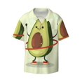 thumbnail image 1 of KLL Cute Avocado Doing Exercise Print Men's Shirt Short Sleeve Button Down Summer Cuba Beach Shirts- Large, 1 of 7