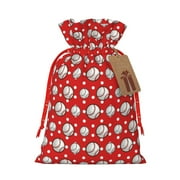 KLL Cute Baseball for Christmas Gift Bag,Holiday Bags for Gifts Christmas Bags & Drawstring Gift Pouch Reusable Holiday Gift Bags & Party Favor Bags (1 PCS)-Small