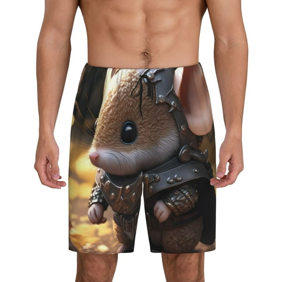 KLL Cute Big-Eared Mouse for Men's 1-Pack Shorts,Sleep Pajama Shorts for Men Soft Pj Shorts Men's Pajama Bottoms Sleepwear -Large