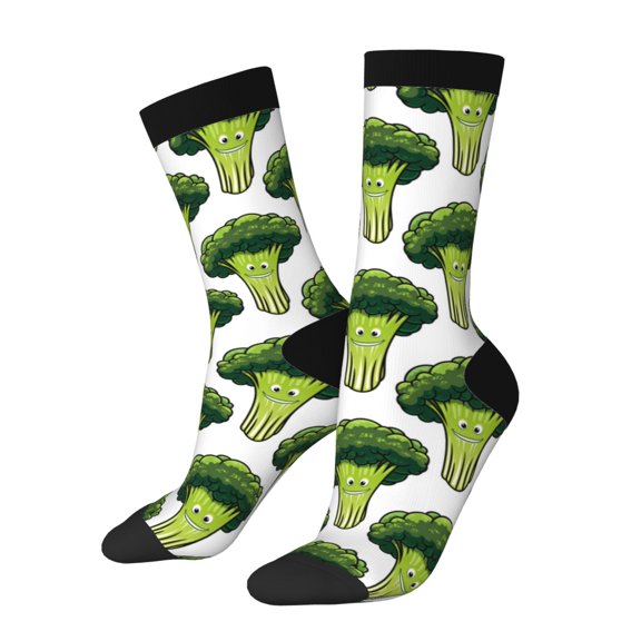 KLL Cute Broccoli Print Cool Socks Men's Women's Crew Socks Funny Crazy Novelty Stockings