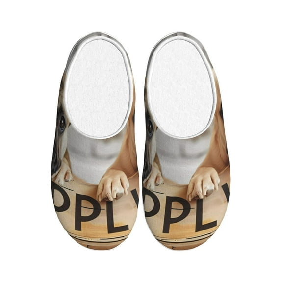 KLL Cute Bulldogs Apply Pattern Adult Unisex Cozy Slippers,Fuzzy Slip-on Slippers TPR Sole Slippers Comfort Plush Home Footwear for Indoor & Outdoor-37/38