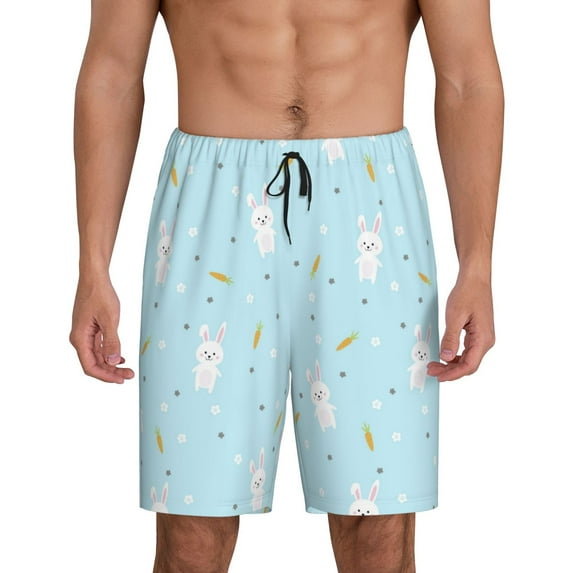 KLL Cute Bunny for Men's 1-Pack Shorts,Sleep Pajama Shorts for Men Soft Pj Shorts Men's Pajama Bottoms Sleepwear -XX-Large