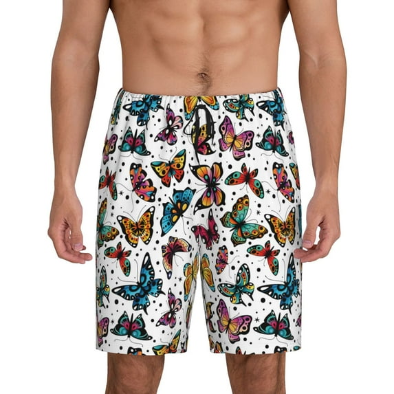 KLL Cute Butterfly for Men's 1-Pack Shorts,Sleep Pajama Shorts for Men Soft Pj Shorts Men's Pajama Bottoms Sleepwear -Small