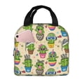 thumbnail image 1 of KLL Cute Cartoon Cactus Print Insulated Lunch Bag Women, Reusable Cute Tote Lunch Box for Adult & Men, Leakproof Cooler Lunch Bags for Work Office Travel Picnic, 1 of 5