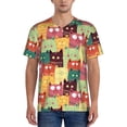 thumbnail image 1 of KLL Cute Cartoon Cat for Men's Baseball Shirts,Short Sleeve Casual Shirts Button Down Shirt for Men Beach Summer Wedding Shirt-, 1 of 7