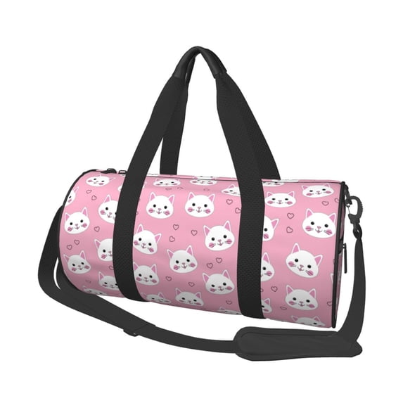 KLL Cute Cat Duffle Bag For Men Women Sport Gym Fitness Tote Travel Training Workout Basketball Football Weekender