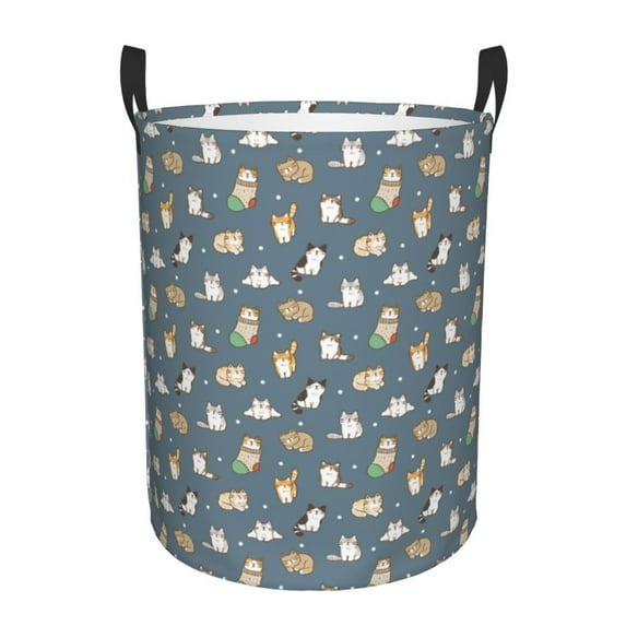 KLL Cute Cats And Dogs Waterproof Foldable Laundry Hamper Bucket with Handles for Storage Bin,Kids Room,Home Organizer (Small )