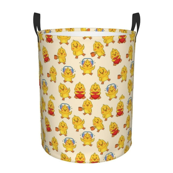 KLL Cute Chicken Waterproof Foldable Laundry Hamper Bucket with Handles for Storage Bin,Kids Room,Home Organizer (Medium )