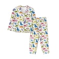 thumbnail image 1 of KLL Cute Dinosaur Print Women's Long Sleeve Pajamas with Pants Sleepwear Loungewear 2 Set-Large, 1 of 7