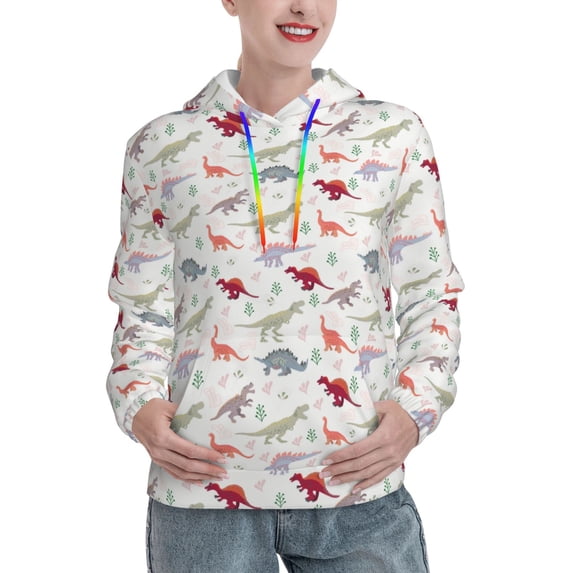 KLL Cute Dinosaur for Womens Pullover Hoodie with Pocket Hooded Long Sleeve Shirts Sweatshirt for Women-XX-Large