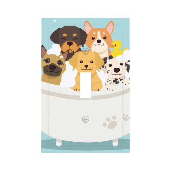 KLL Cute Dog In Bathtub Pattern Electrical Outlet Covers, 3" x 5" 1 Pack Electric Receptacle Plug Covers for Decorator Receptacle Outlet & Switch-Style T