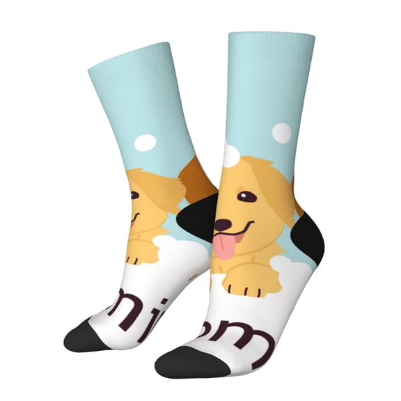 KLL Cute Dog In Bathtub1 Print Cool Socks Men's Women's Crew Socks Funny Crazy Novelty Stockings