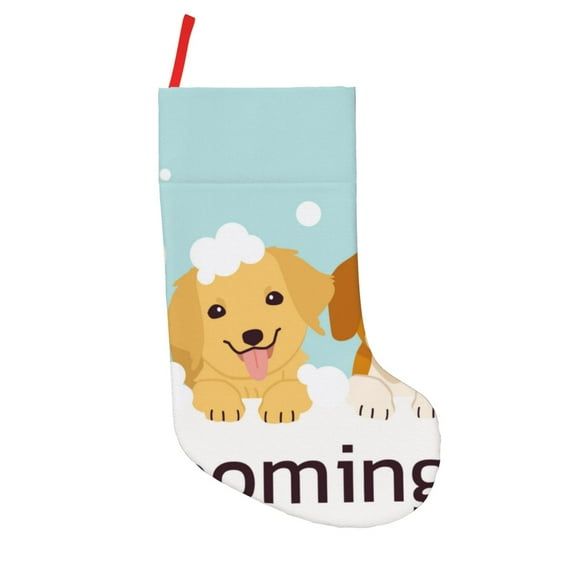 KLL Cute Dog In Bathtub1 for 18" Christmas Stocking Snowman Xmas Stocking Holiday Christmas Decoration Gifts for Family Kids