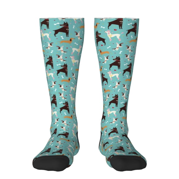 KLL Cute Dog Print Cool Socks Men's Women's Crew Socks Funny Crazy Novelty Stockings