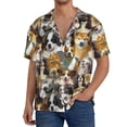 thumbnail image 1 of KLL Cute Dog Print Men's Shirt Short Sleeve Button Down Summer Cuba Beach Shirts- 4X-Large, 1 of 5