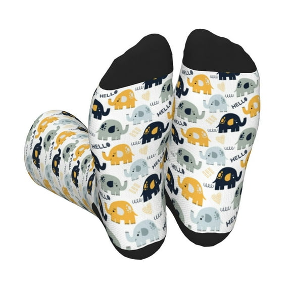 KLL Cute Elephant Print Cool Socks Men's Women's Crew Socks Funny Crazy Novelty Stockings
