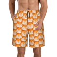 thumbnail image 1 of KLL Cute Fox Faces Pattern Men's Casual Summer Beach Shorts Hawaiian Shorts with Pockets-X-Large, 1 of 5